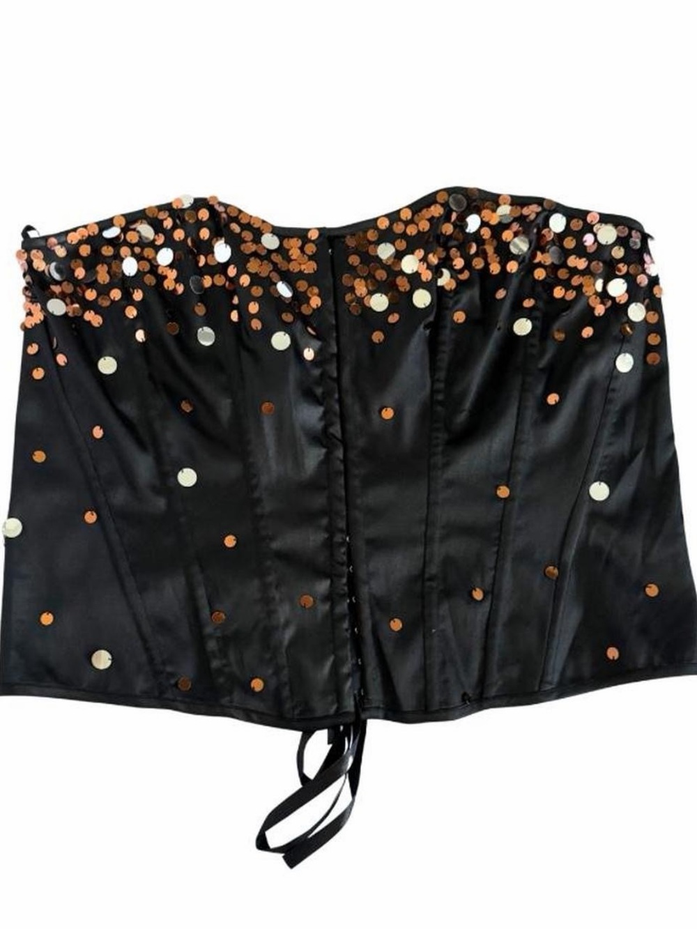 Vintage Black Strapless Sequin corset Crop Top